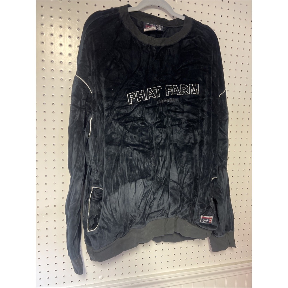 Phat Farm Loungewear Shirt Sweater Mens‎ XL Black Loungewear Soft Velour